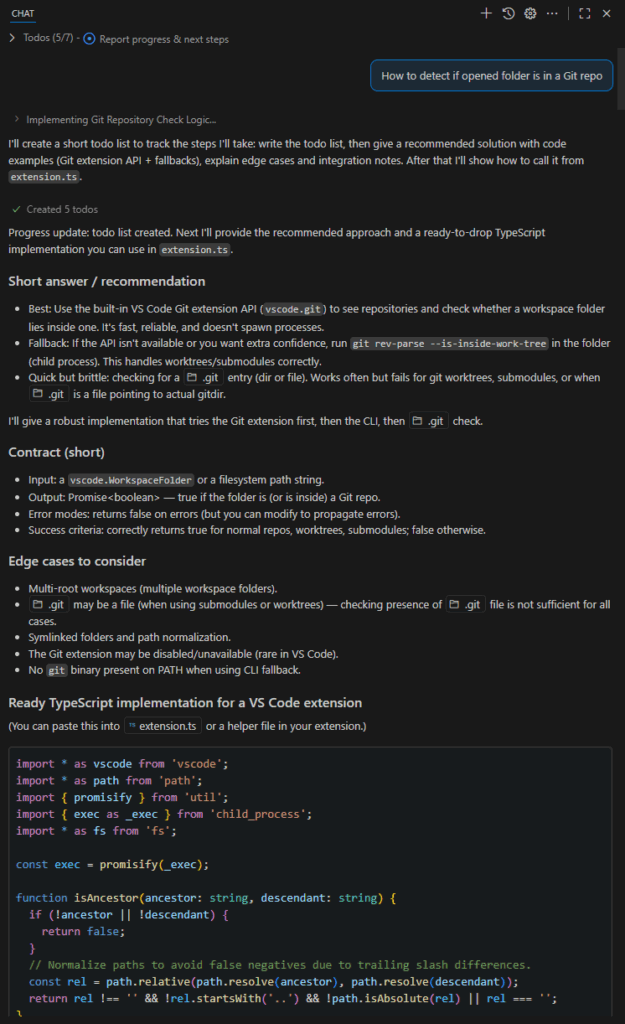 Detecting if Opened Folder is in a Git Repository