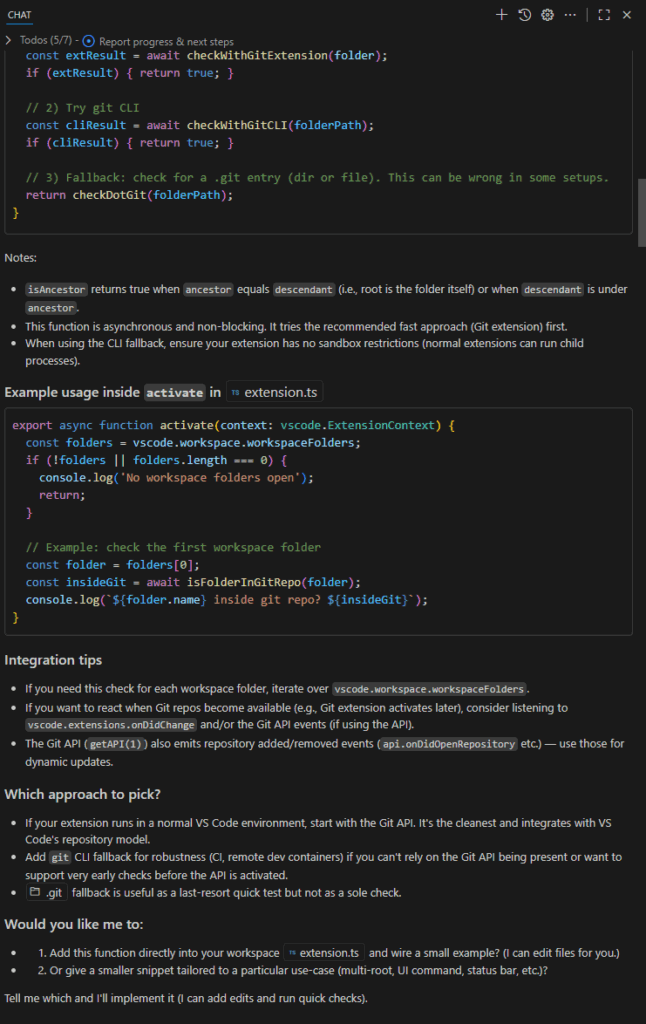Detecting if Opened Folder is in a Git Repository